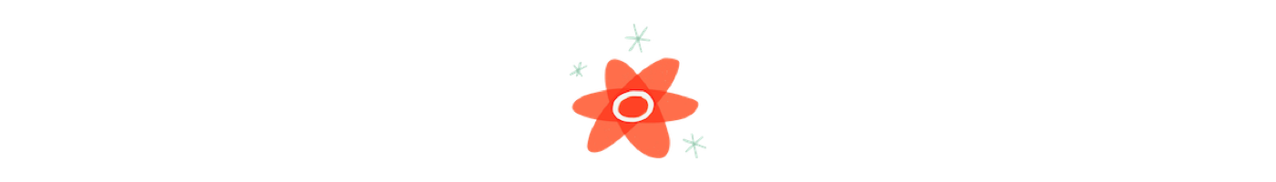 Sketch of an atom in a vaguely 1950s style