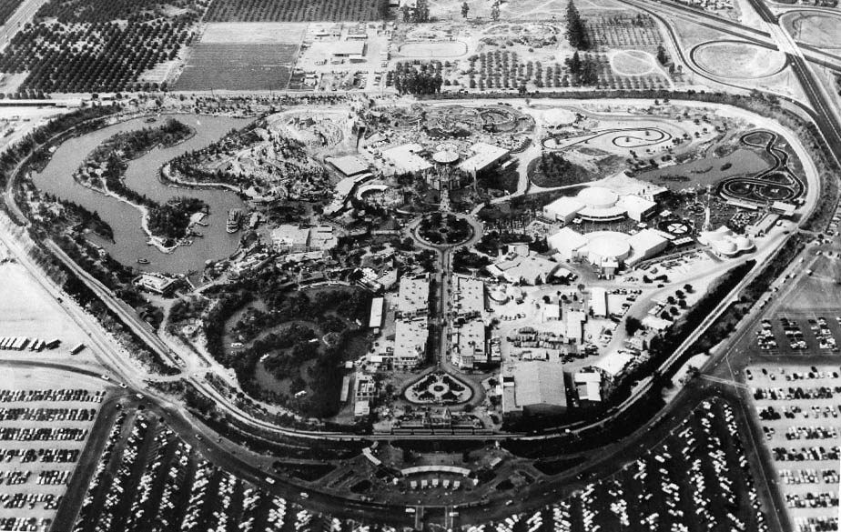 Aerial view of Disneyland in 1956.