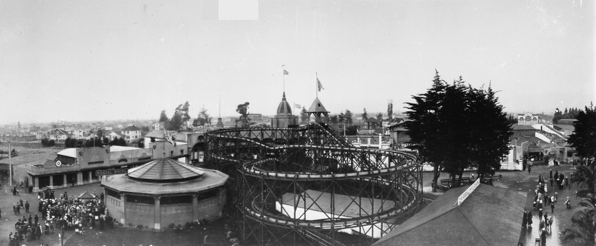 Old photo of an amusement park