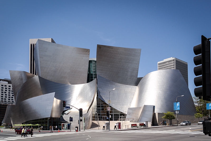 Walt Disney Concert Hall in L.A., by Frank Gehry. Image by Visitor7, CC BY-SA 3.0 via [Wikimedia](https://commons.m.wikimedia.org/wiki/File:Walt_Disney_Concert_Hall-1.jpg).