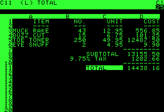 Visicalc, the first spreadsheet program, required users to learn commands. Image: [Wikipedia](https://en.wikipedia.org/wiki/VisiCalc)
