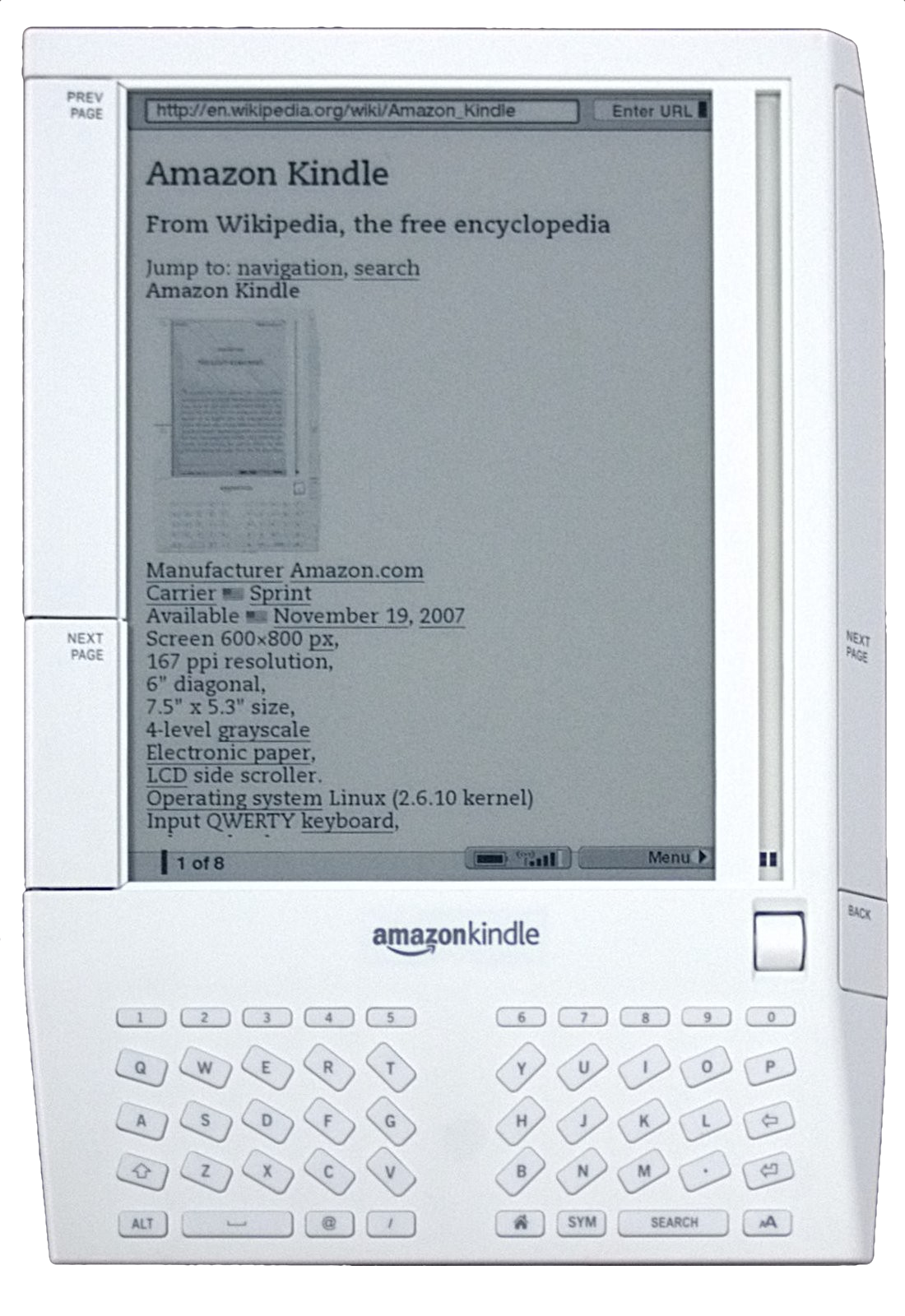 The first Amazon Kindle. Image by Jon Davis via [Wikimedia](https://en.wikipedia.org/wiki/Amazon_Kindle#/media/File:Amazon_Kindle_-_Wikipedia.jpg).