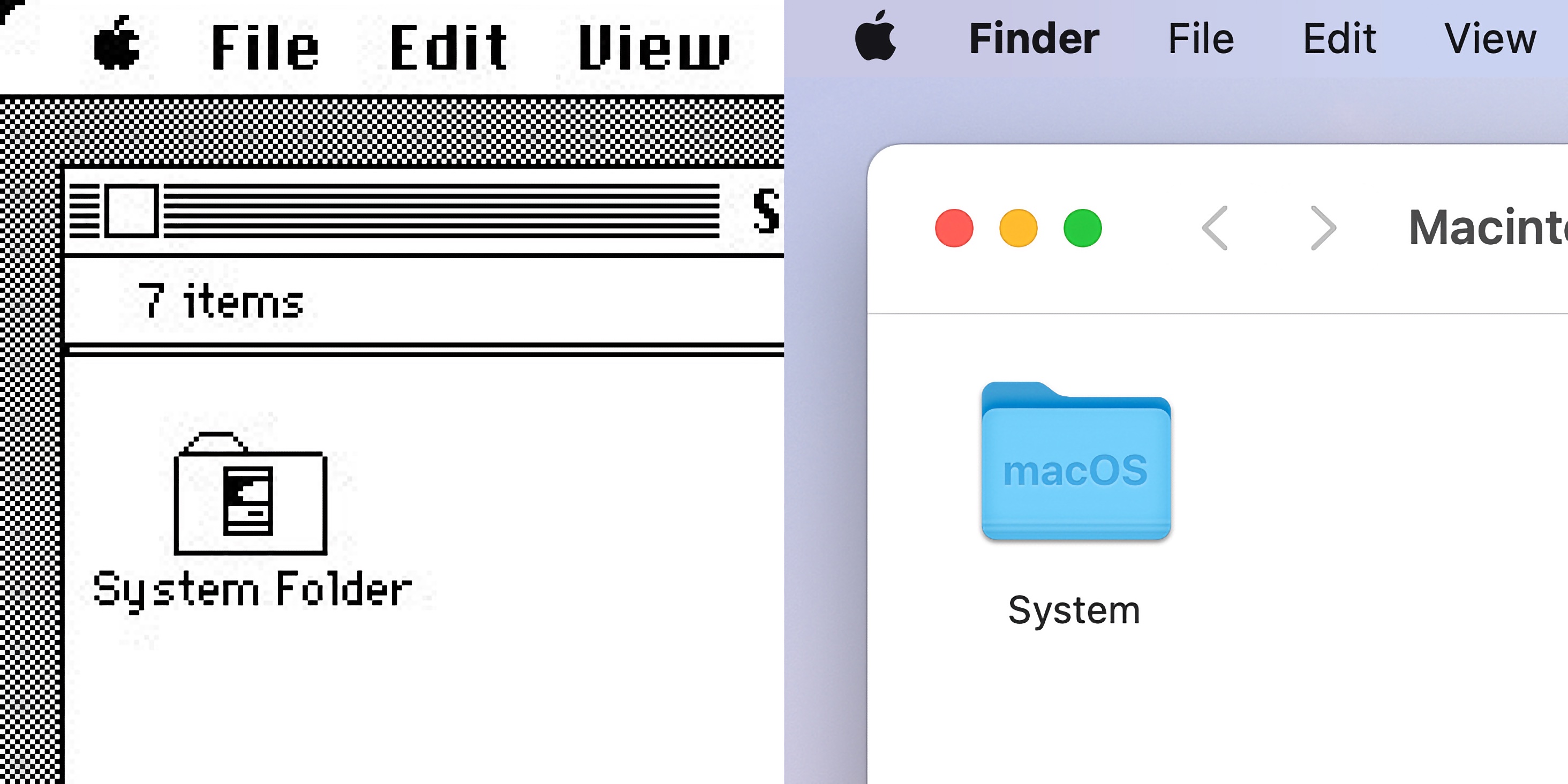 Screenshots comparing the original and current macOS Finder apps 