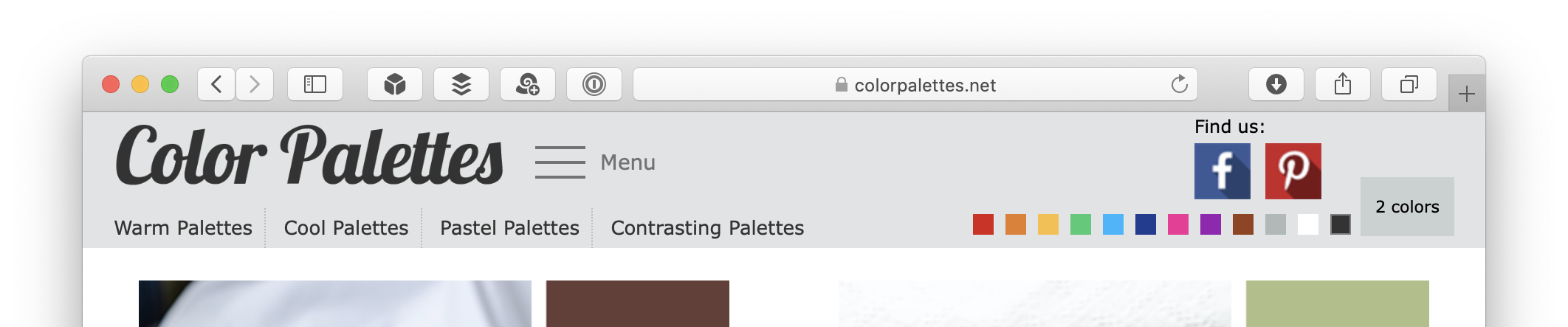 Color Palettes site header