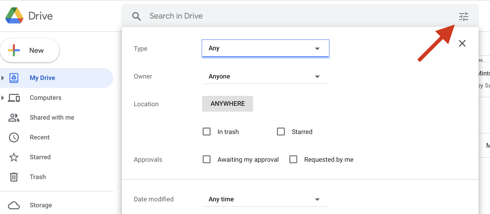  Google Drive's current ‘advanced search’ UI