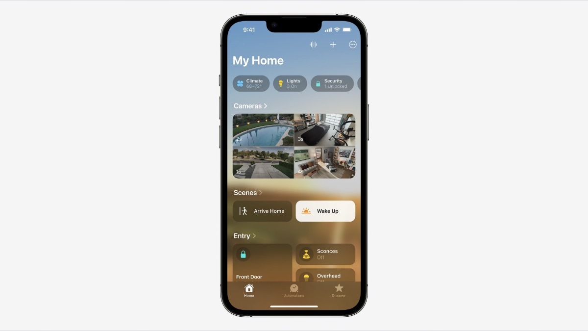 The redesigned Home app in iOS 16. Image: Apple