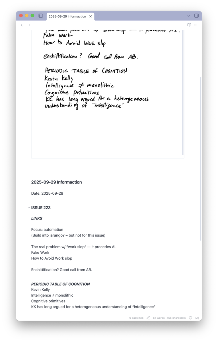 An Obsidian note showing a PDF inline with a transcript below it. 